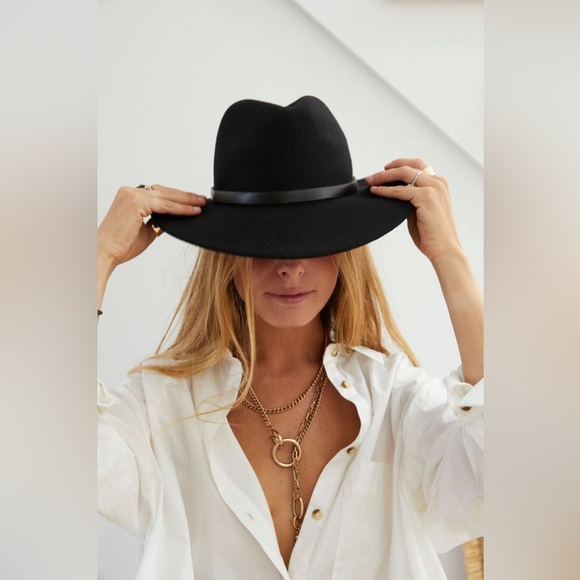 Free People Wythe Leather Band Felt Hat - Picture 1 of 9